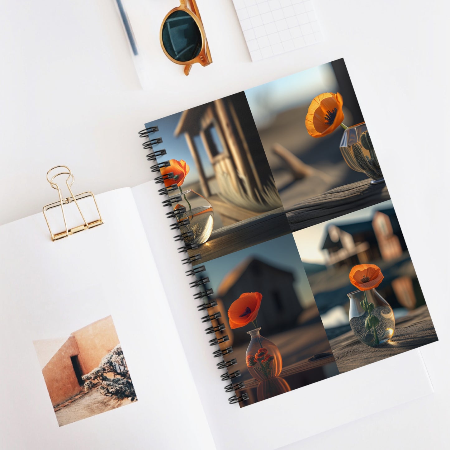 Spiral Notebook - Ruled Line Orange Poppy in a Vase 5