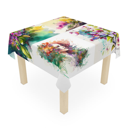 Tablecloth Mother Nature Bright Spring Colors Realistic Watercolor 5