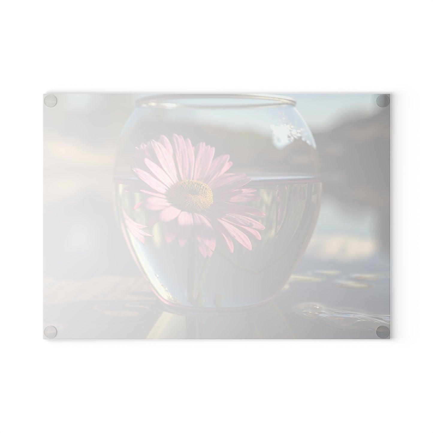 Glass Cutting Board Daisy in a vase 1