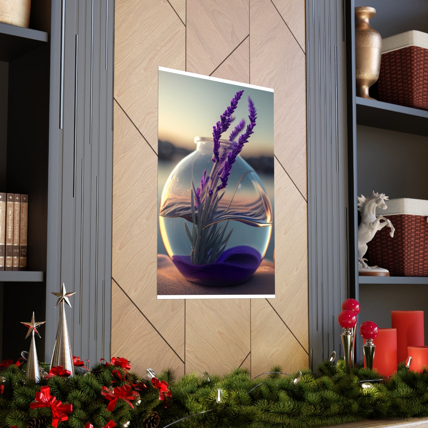 Premium Matte Vertical Posters Lavender in a vase 3