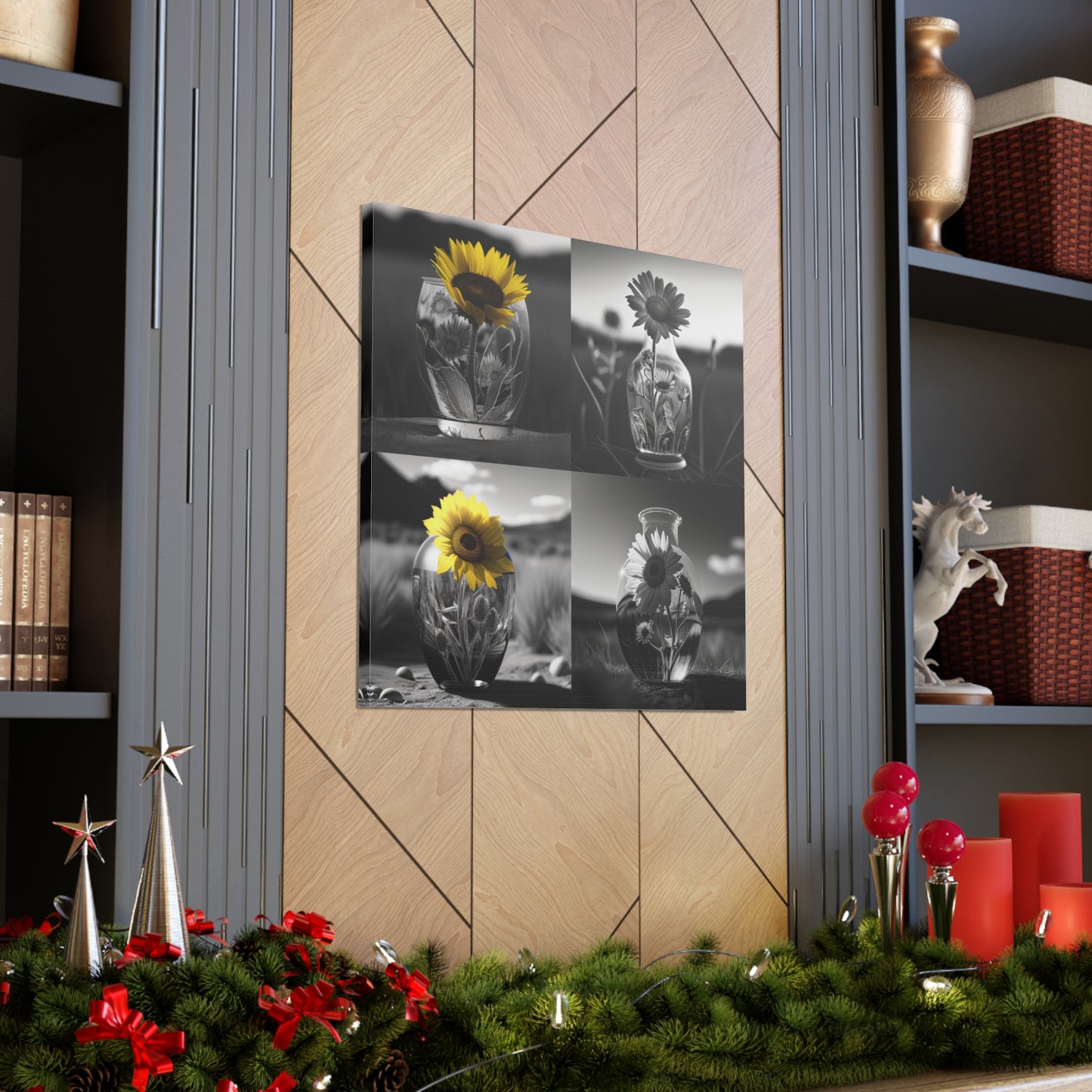 Canvas Gallery Wraps Yellw Sunflower in a vase 5