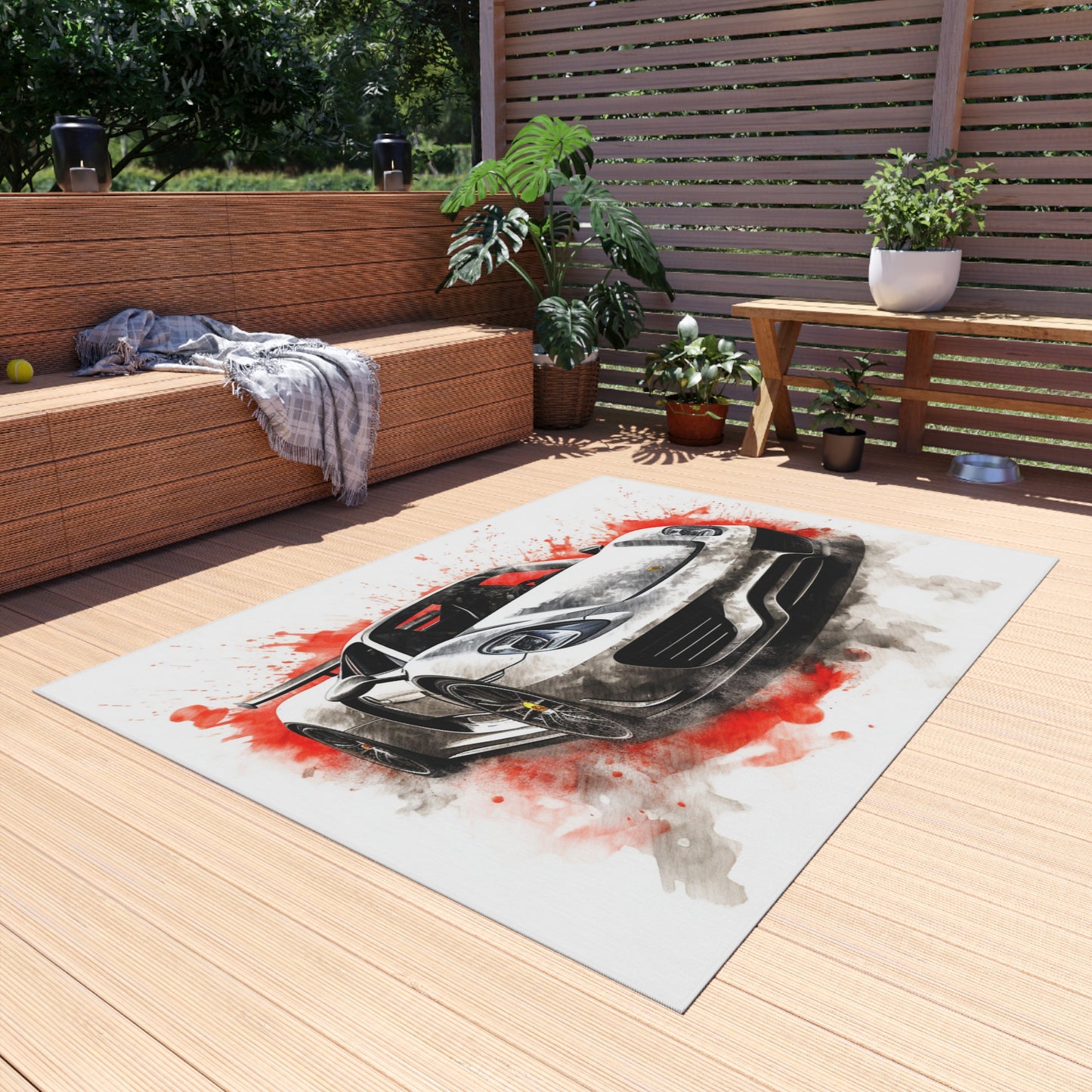 Outdoor Rug  918 Spyder white background driving fast with water splashing 4