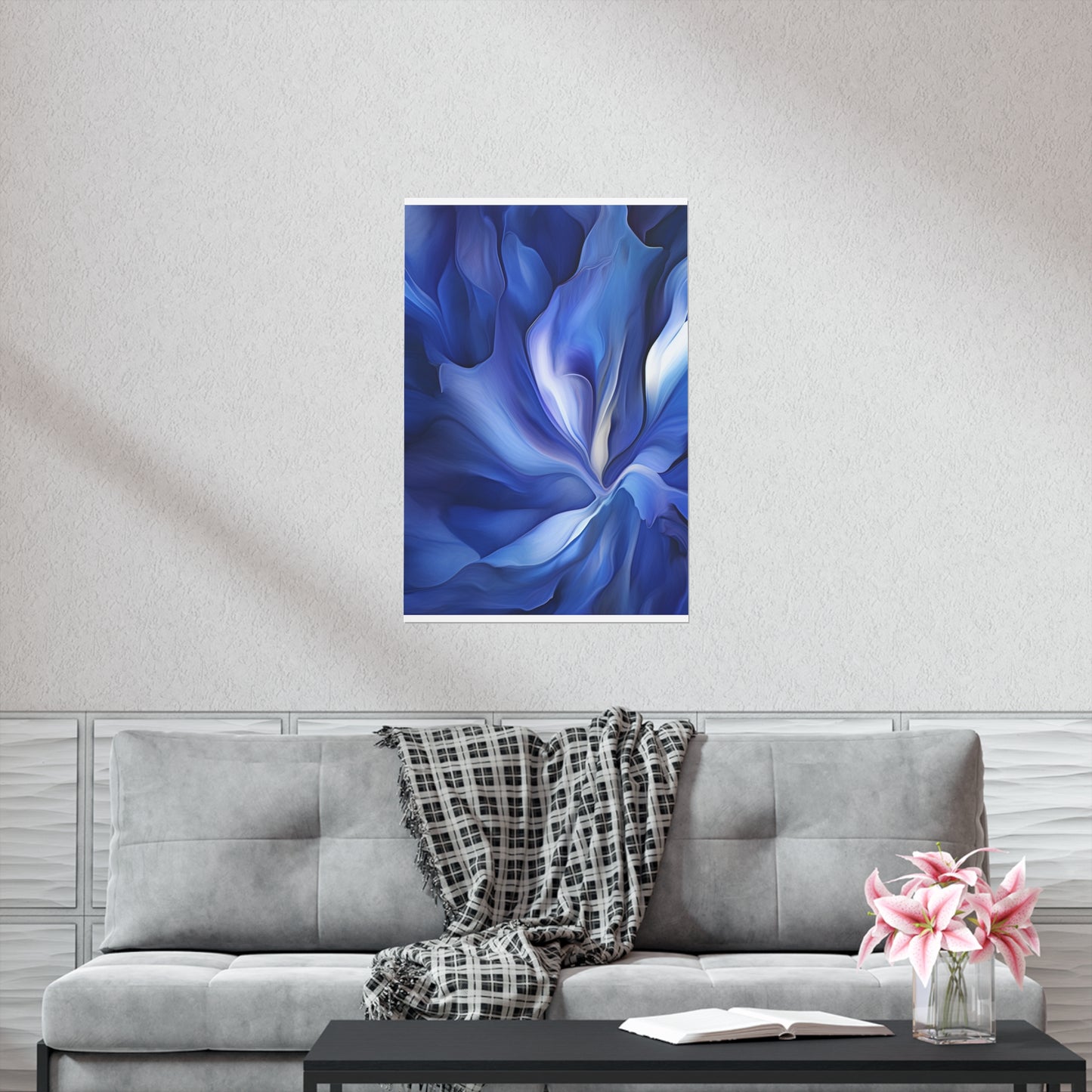 Premium Matte Vertical Posters Abstract Blue Tulip 3