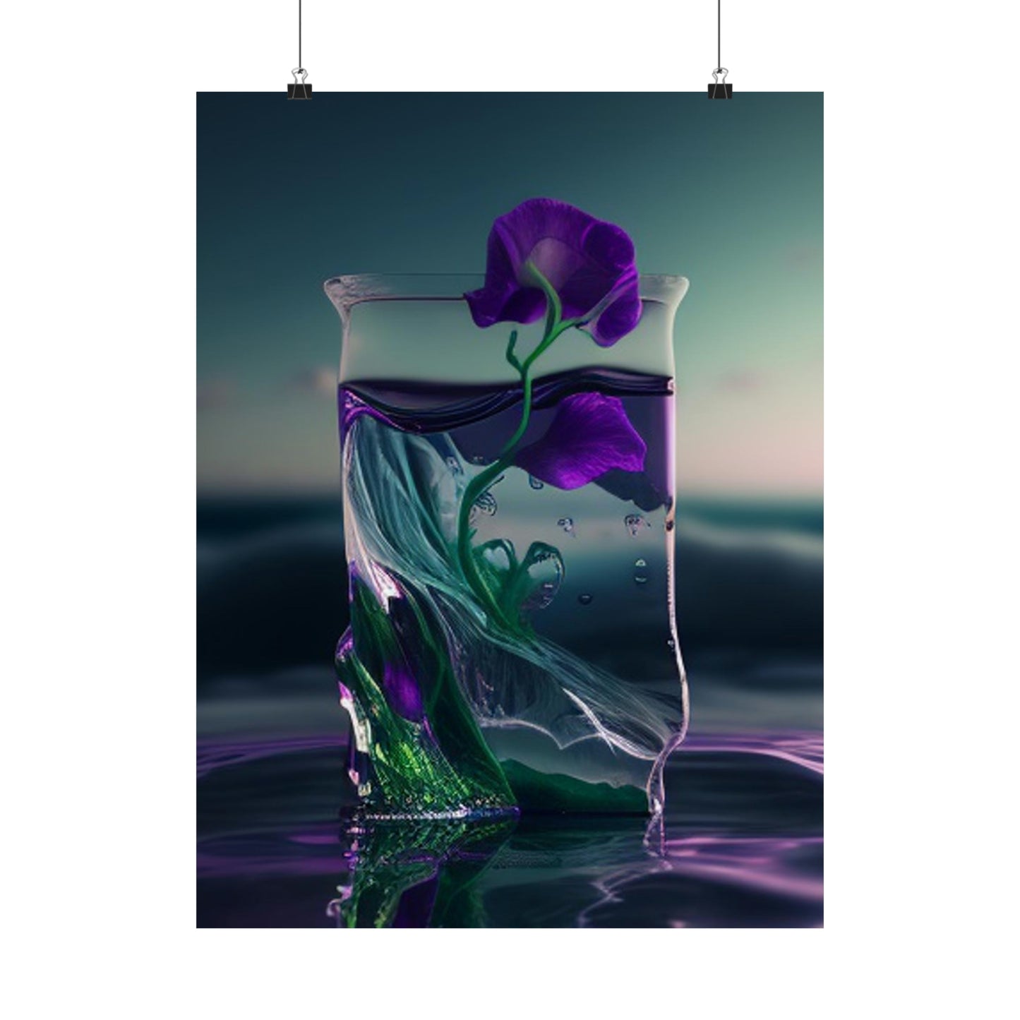 Premium Matte Vertical Posters Purple Sweet pea in a vase 3