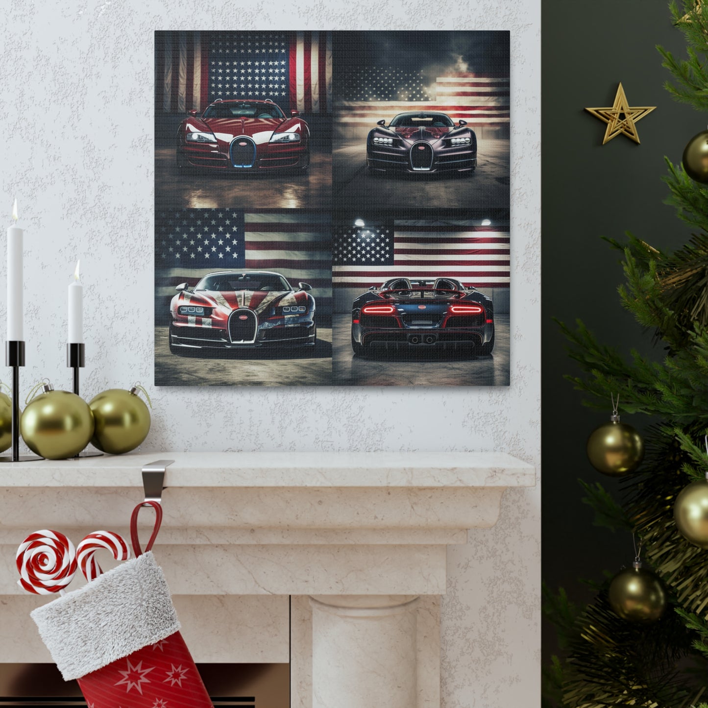 Canvas Gallery Wraps American Flag Background Bugatti 5