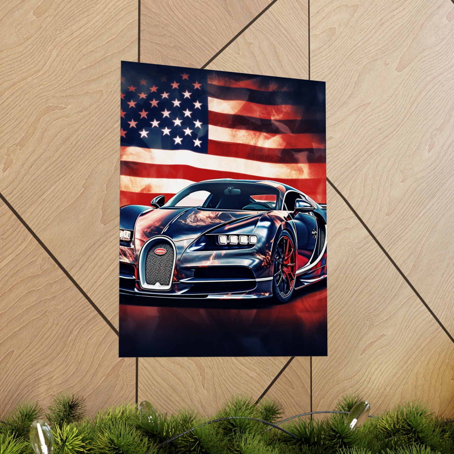 Premium Matte Vertical Posters Abstract American Flag Background Bugatti 4