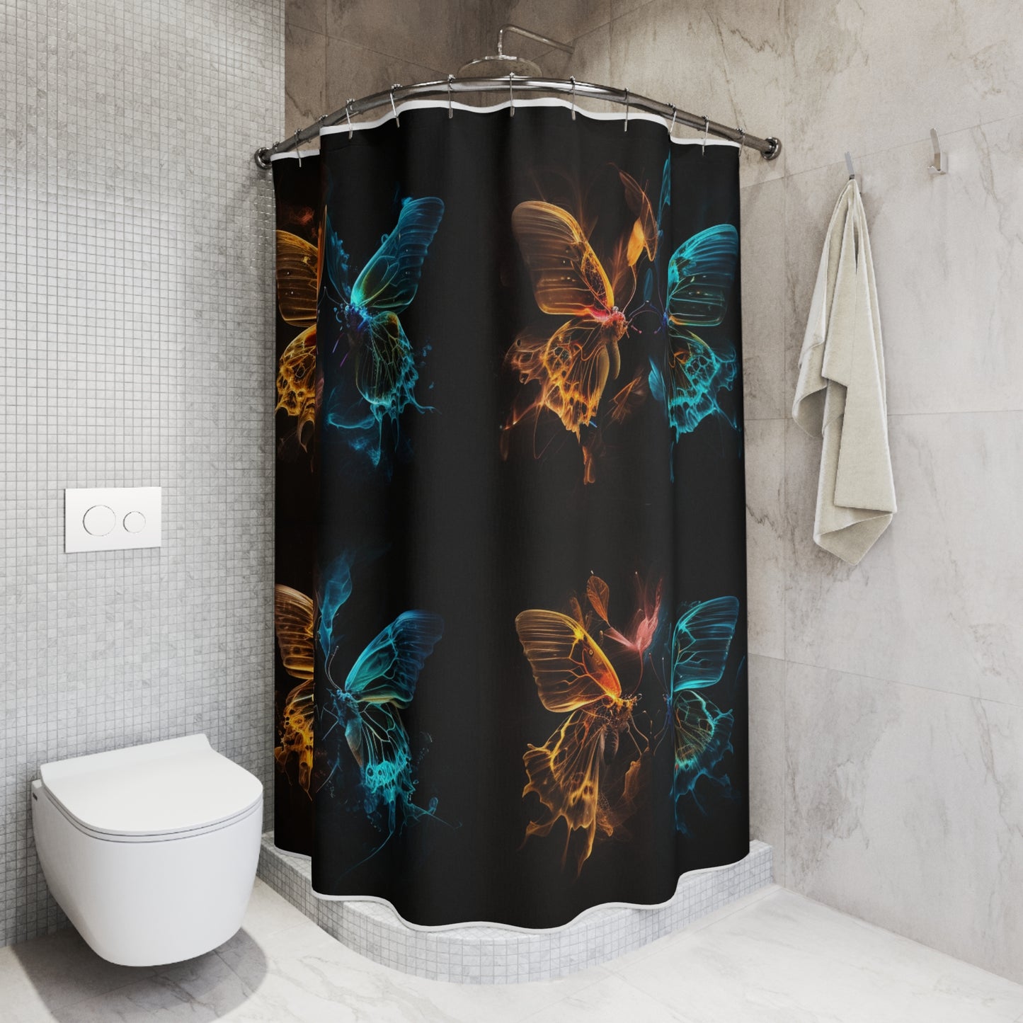 Polyester Shower Curtain Kiss Neon Butterfly 5