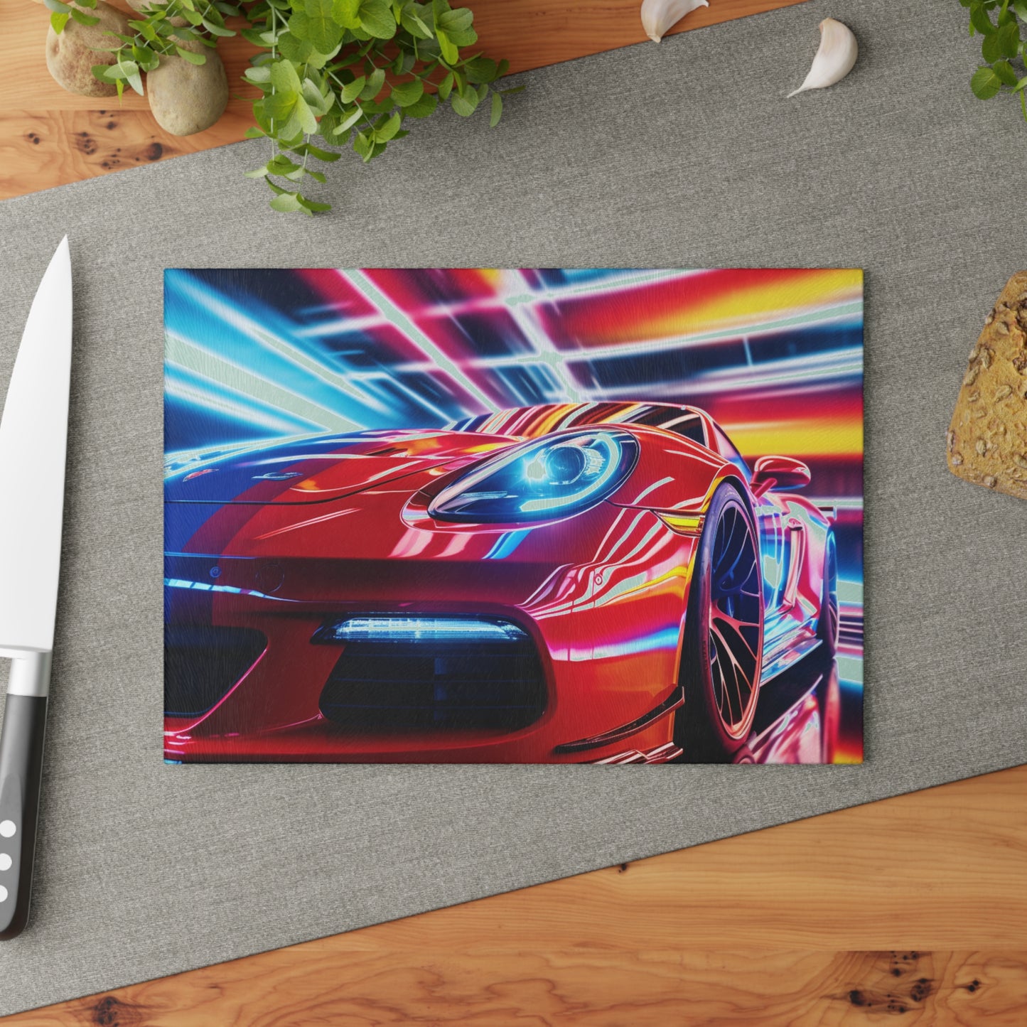 Glass Cutting Board Macro Flag Ferrari 1