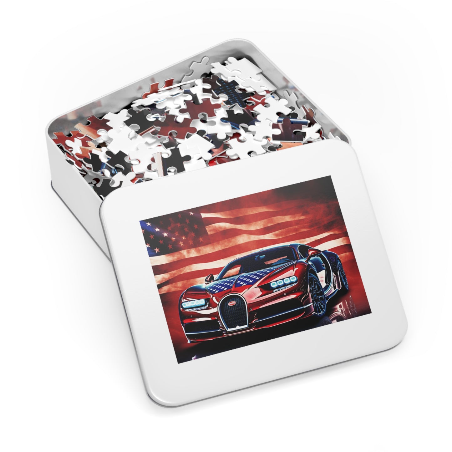 Jigsaw Puzzle (30, 110, 252, 500,1000-Piece) Abstract American Flag Background Bugatti 3