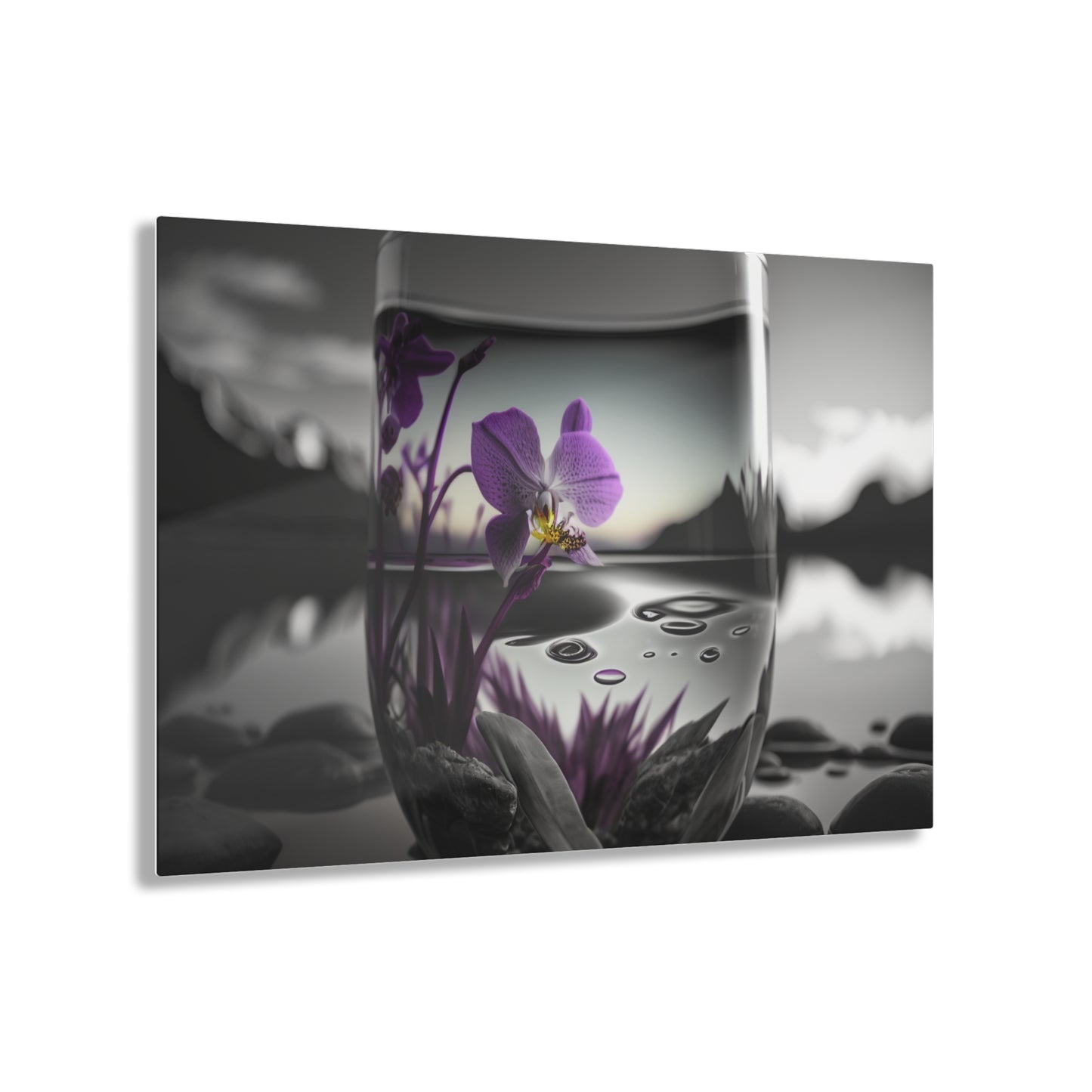 Acrylic Prints Purple Orchid Glass vase 2