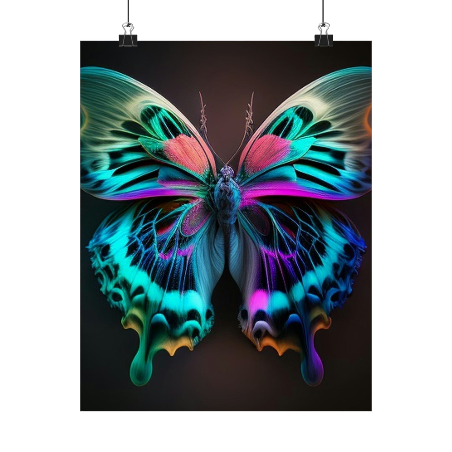 Premium Matte Vertical Posters Neon Butterfly Fusion 1