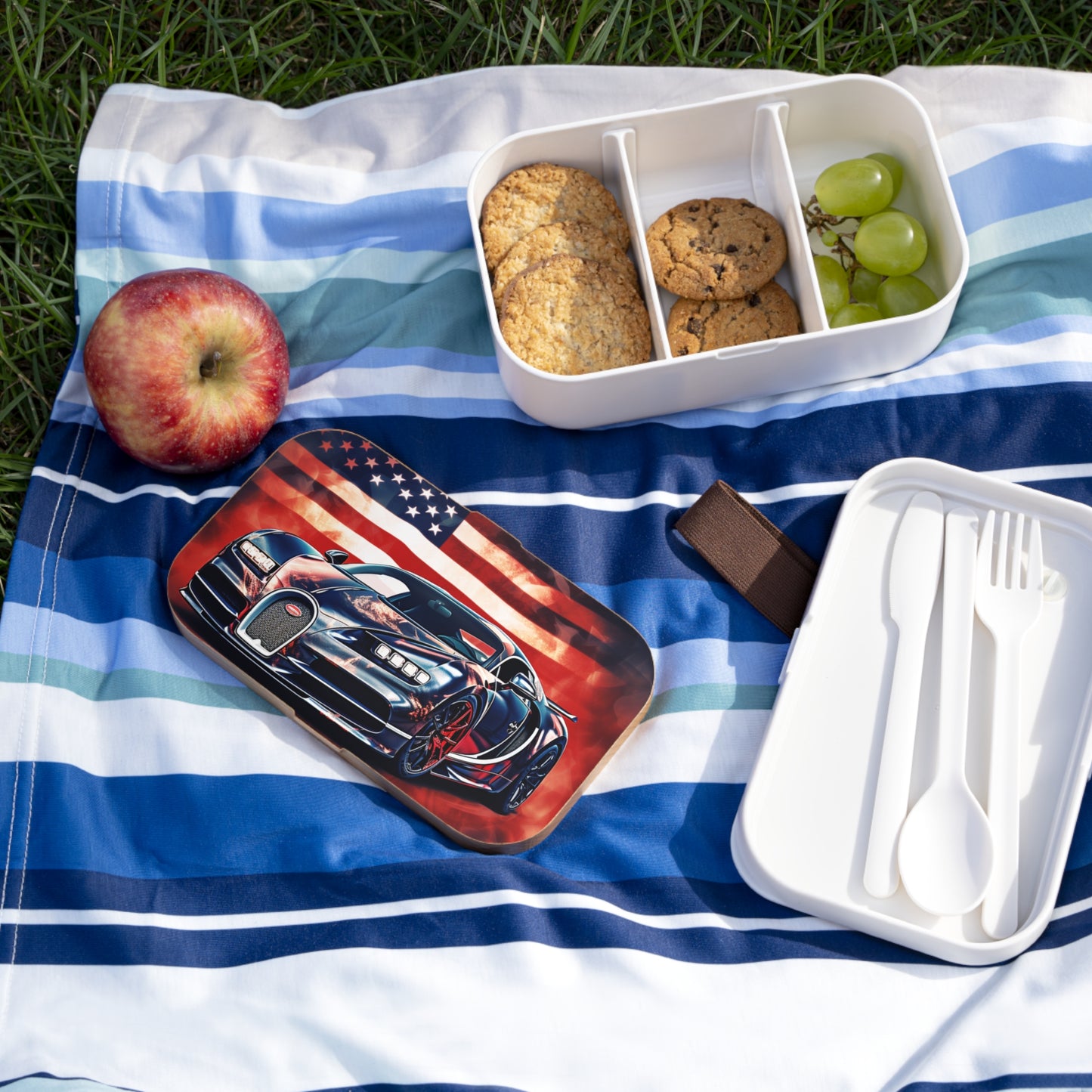 Bento Lunch Box Abstract American Flag Background Bugatti 4