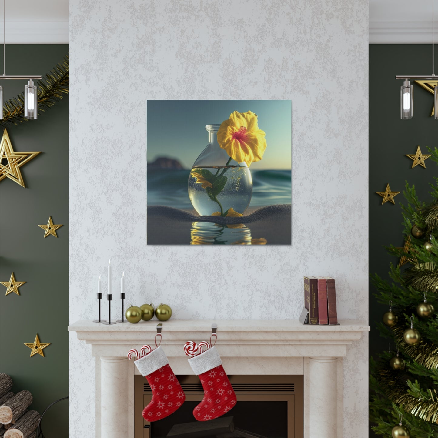 Canvas Gallery Wraps Yellow Hibiscus glass 2