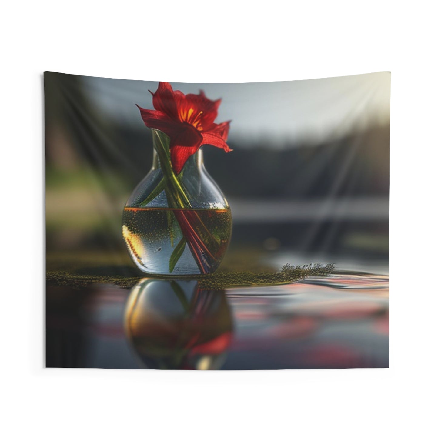 Indoor Wall Tapestries Red Lily in a Glass vase 3