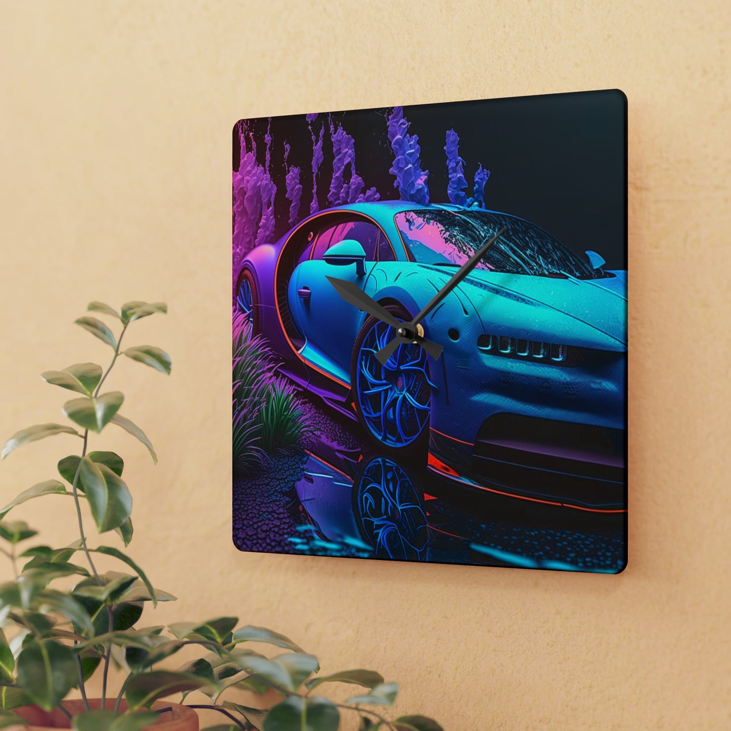 Acrylic Wall Clock Bugatti Neon Chiron 2