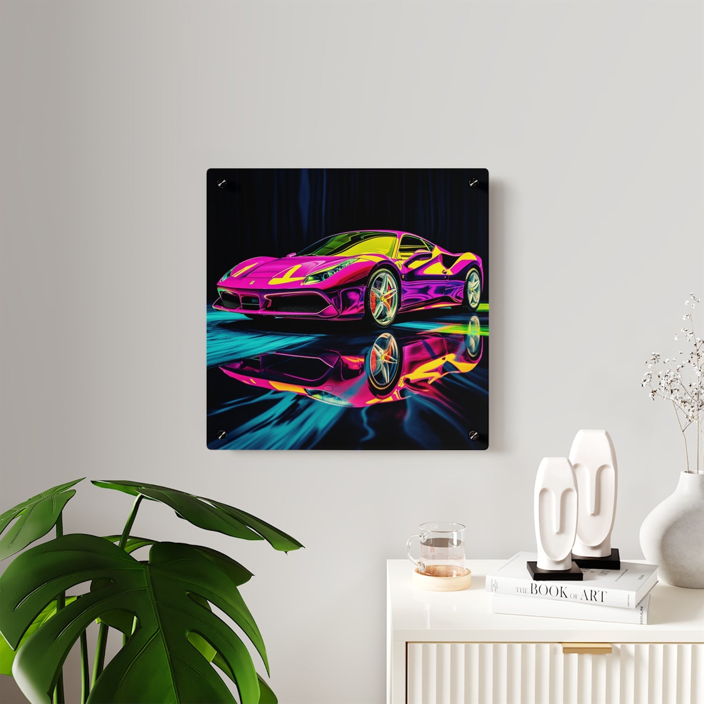 Acrylic Wall Art Panels Pink Ferrari Macro 3