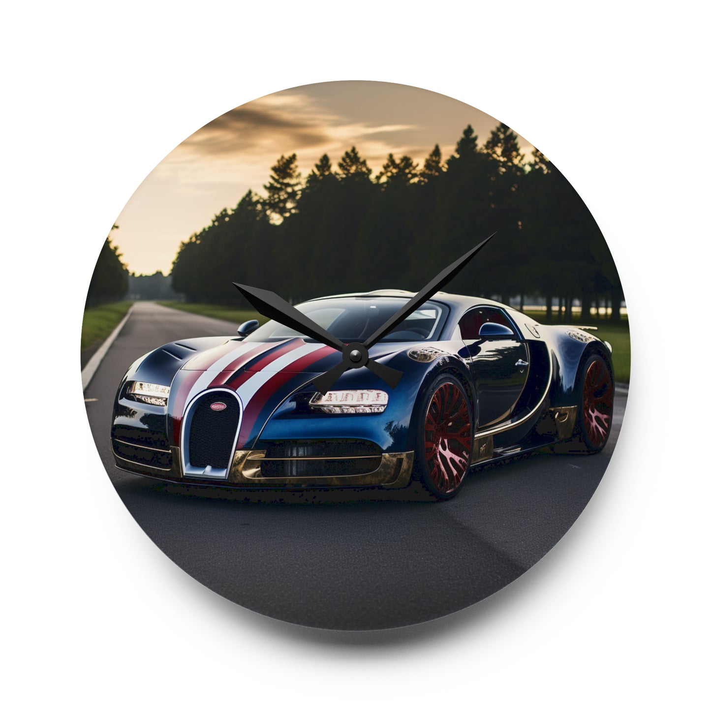 Acrylic Wall Clock Bugatti Flag American 1