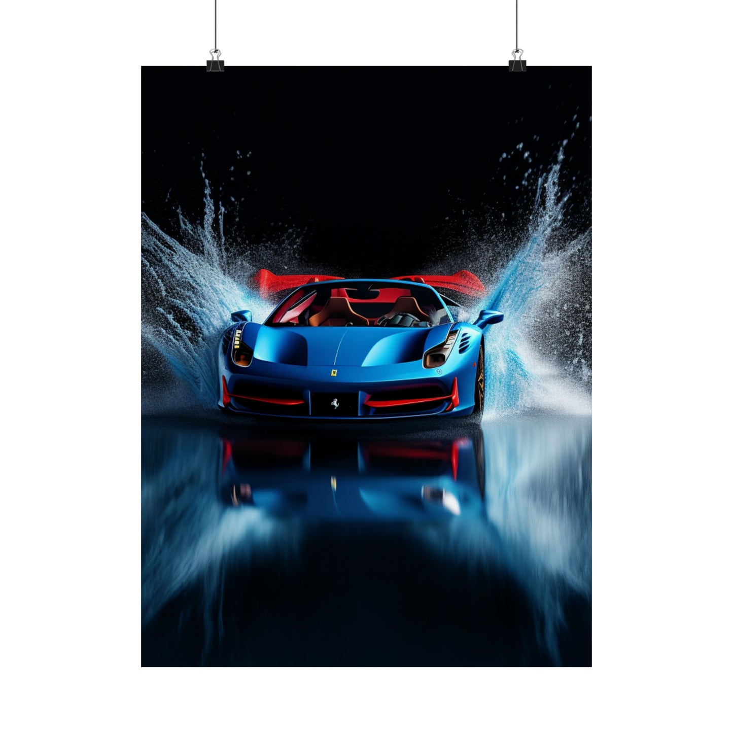 Premium Matte Vertical Posters Ferrari Water Splash 1