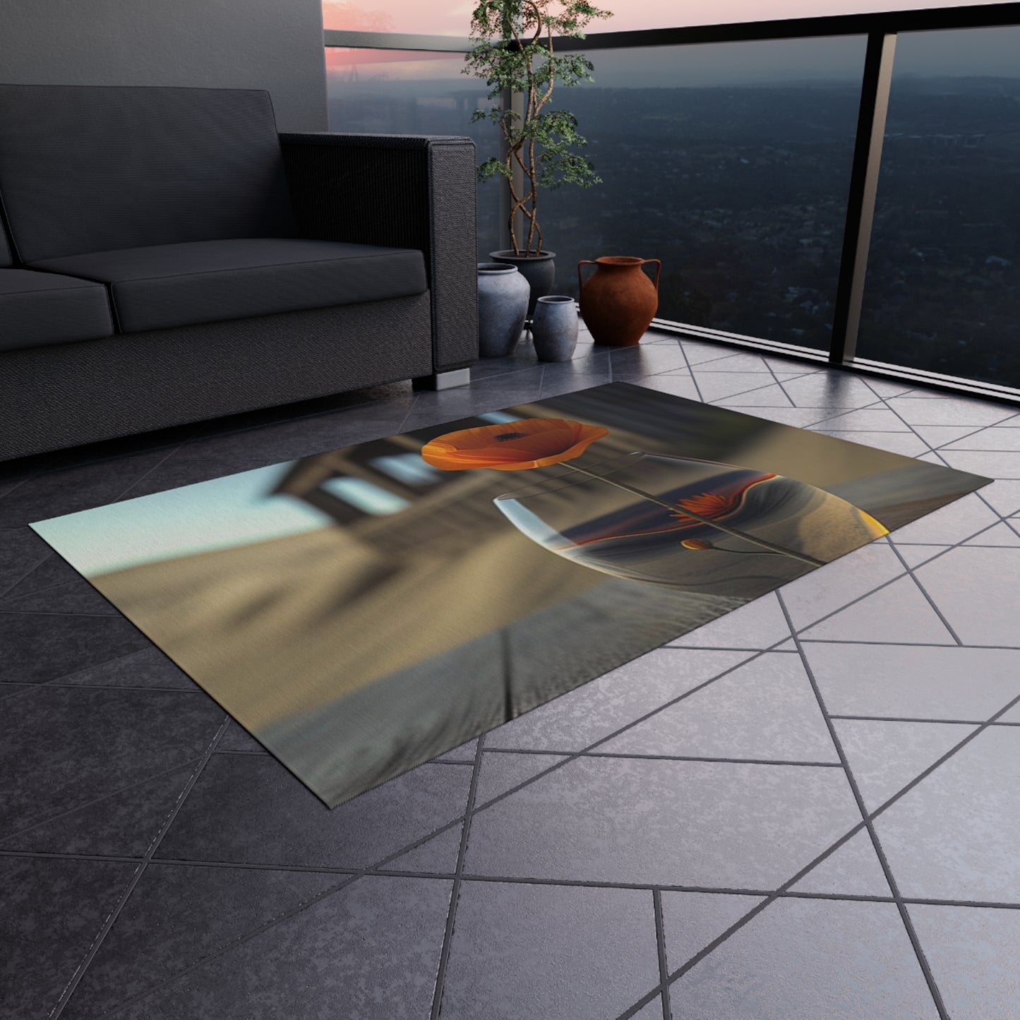 Outdoor Rug  Poppy in a Glass Vase 4
