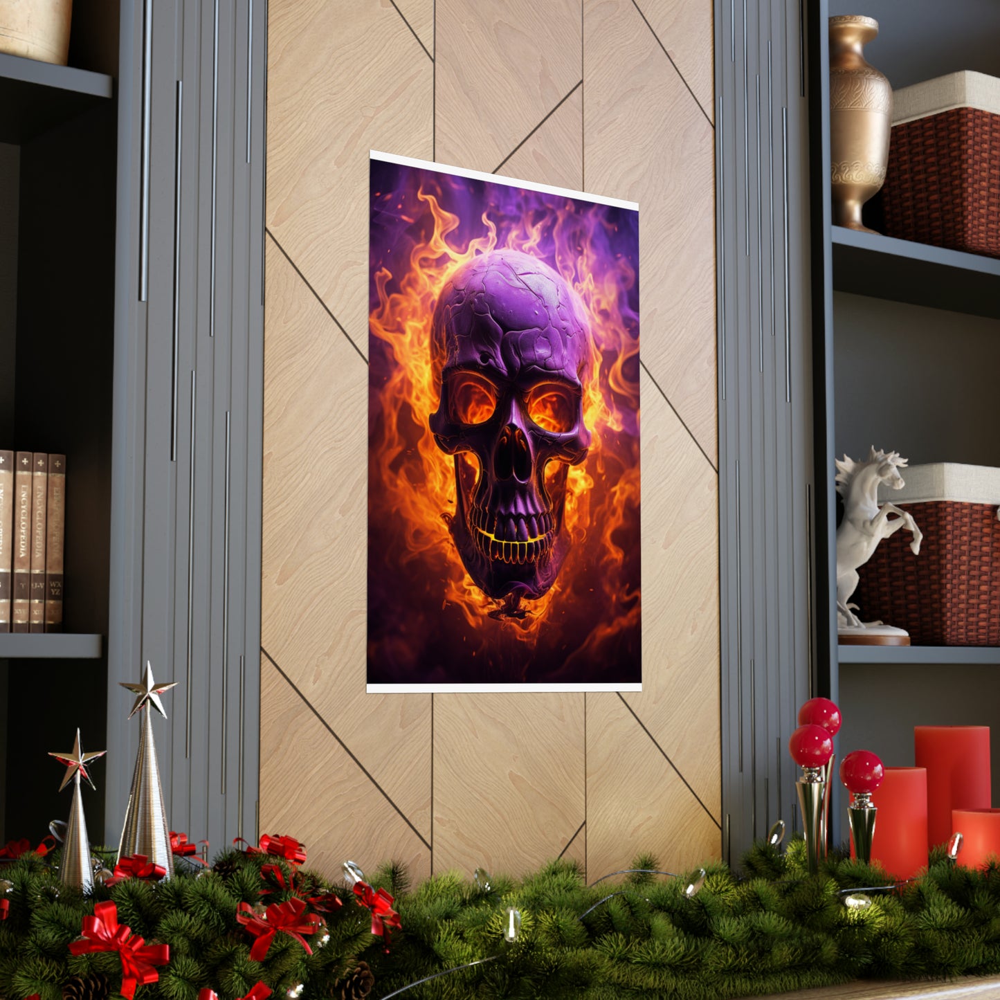 Premium Matte Vertical Posters Skull Flames 3