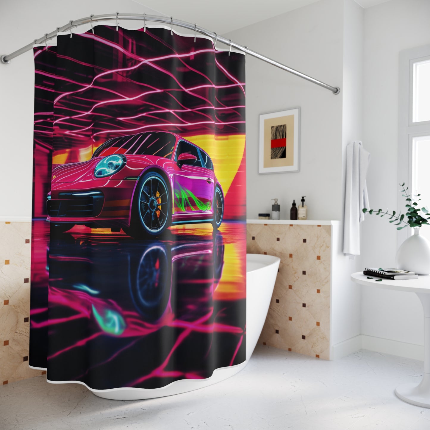 Polyester Shower Curtain Macro Porsche 3