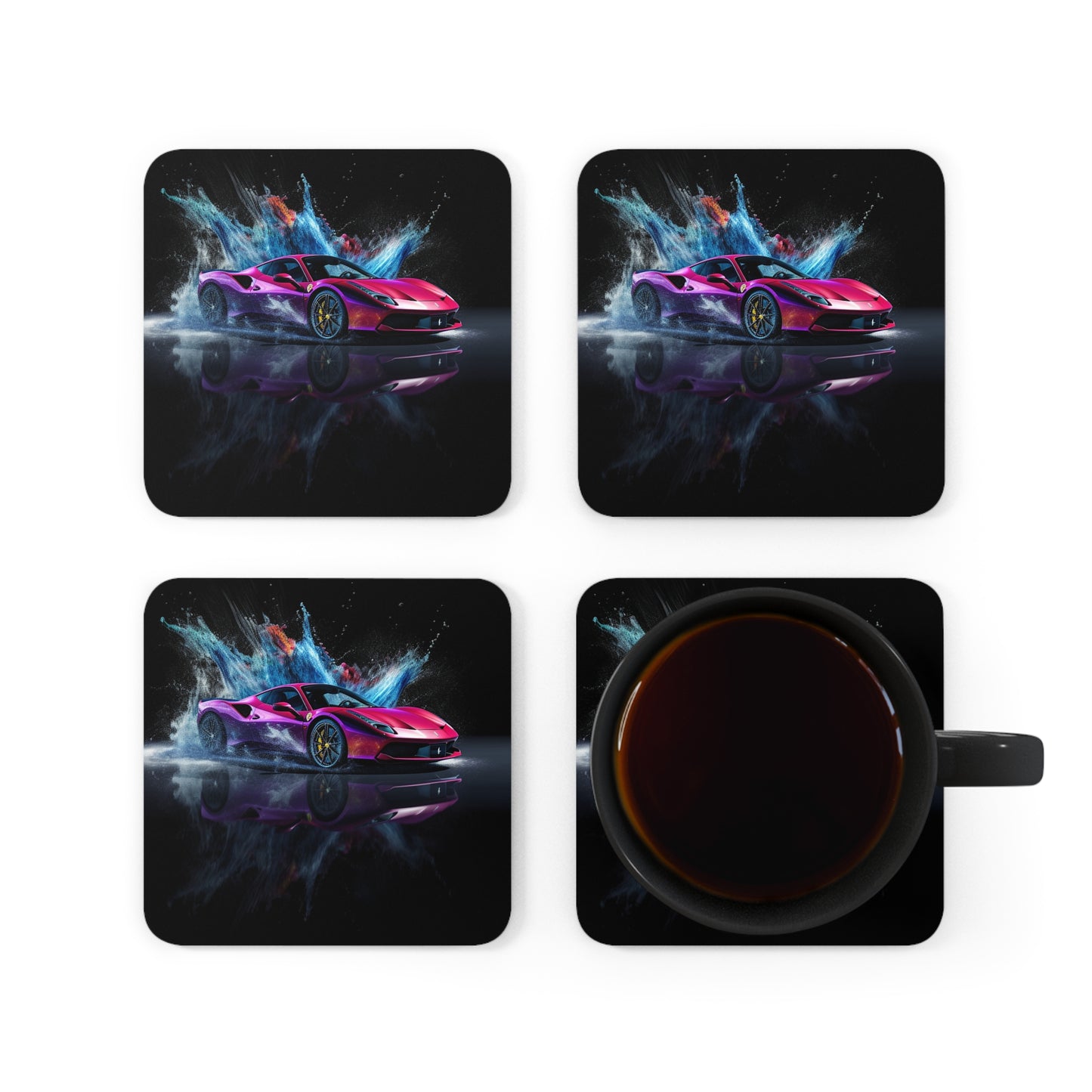 Corkwood Coaster Set Ferrari Water Splash 4