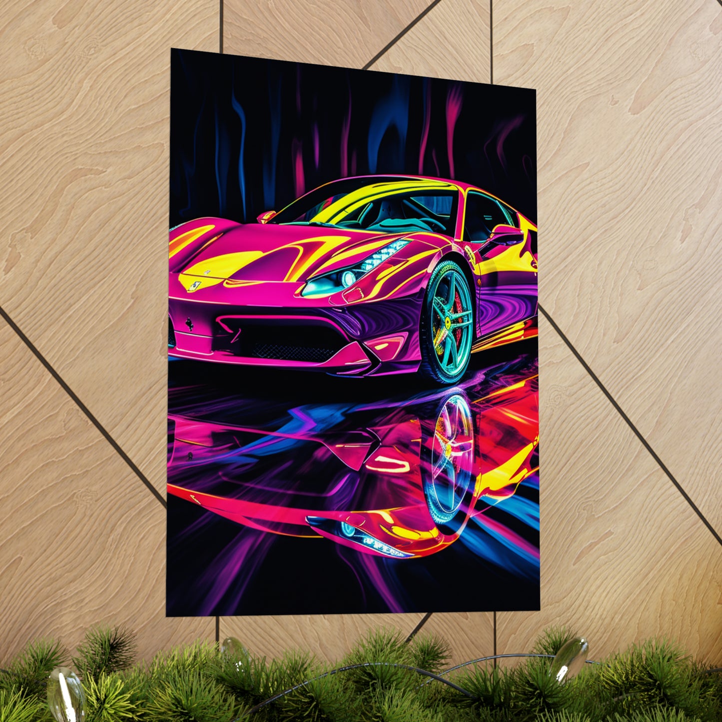 Premium Matte Vertical Posters Pink Ferrari Macro 2