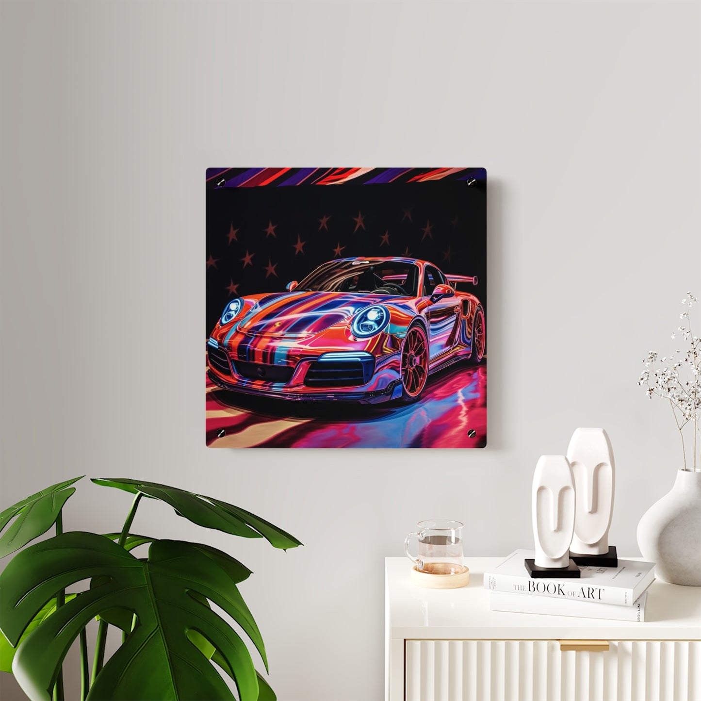 Acrylic Wall Art Panels American Flag Colored Porsche 4