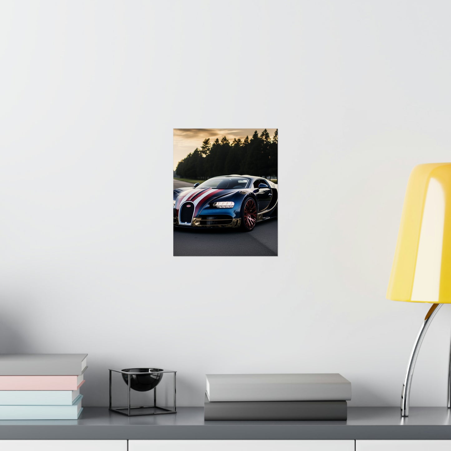 Premium Matte Vertical Posters Bugatti Flag American 1