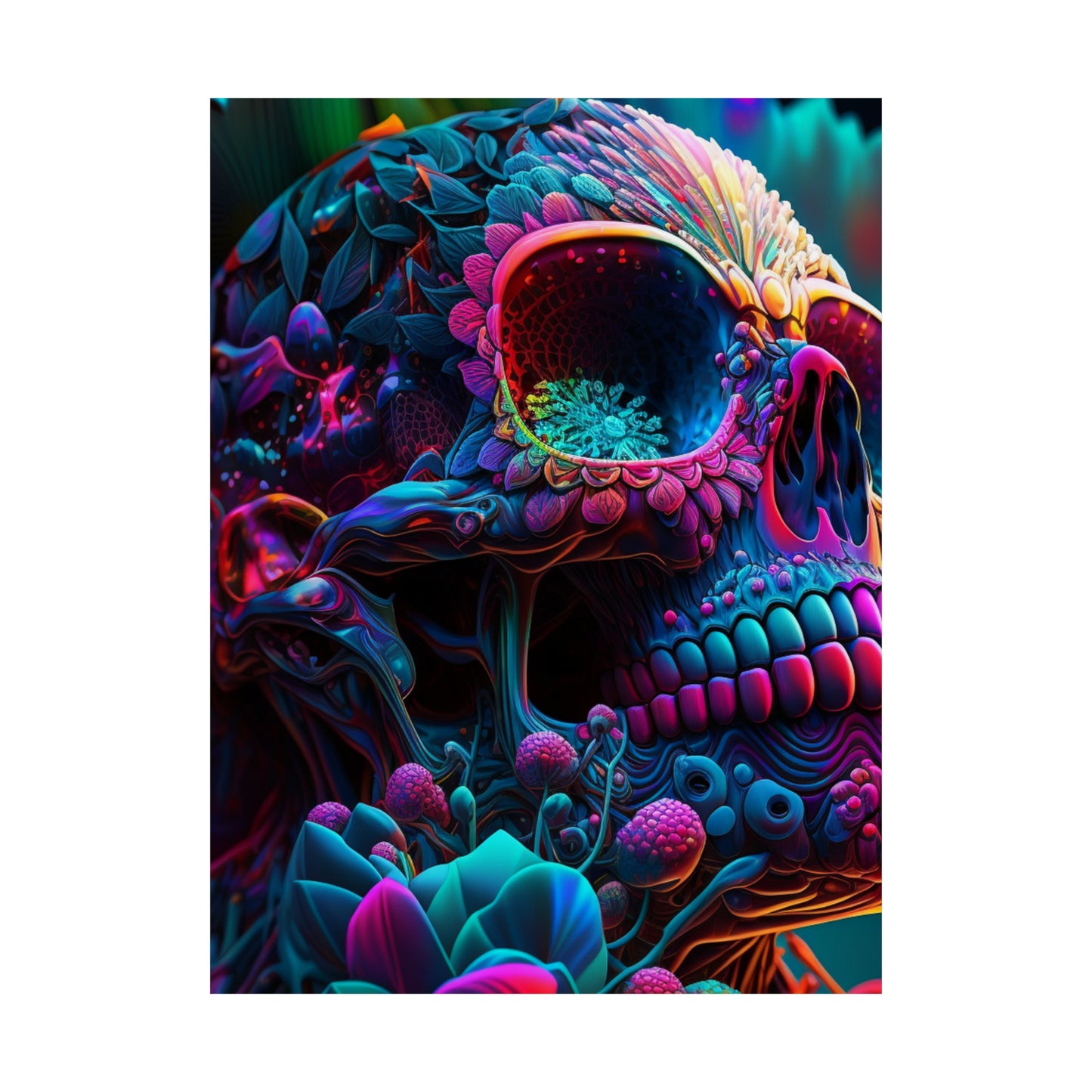 Premium Matte Vertical Posters Florescent Skull Death 3