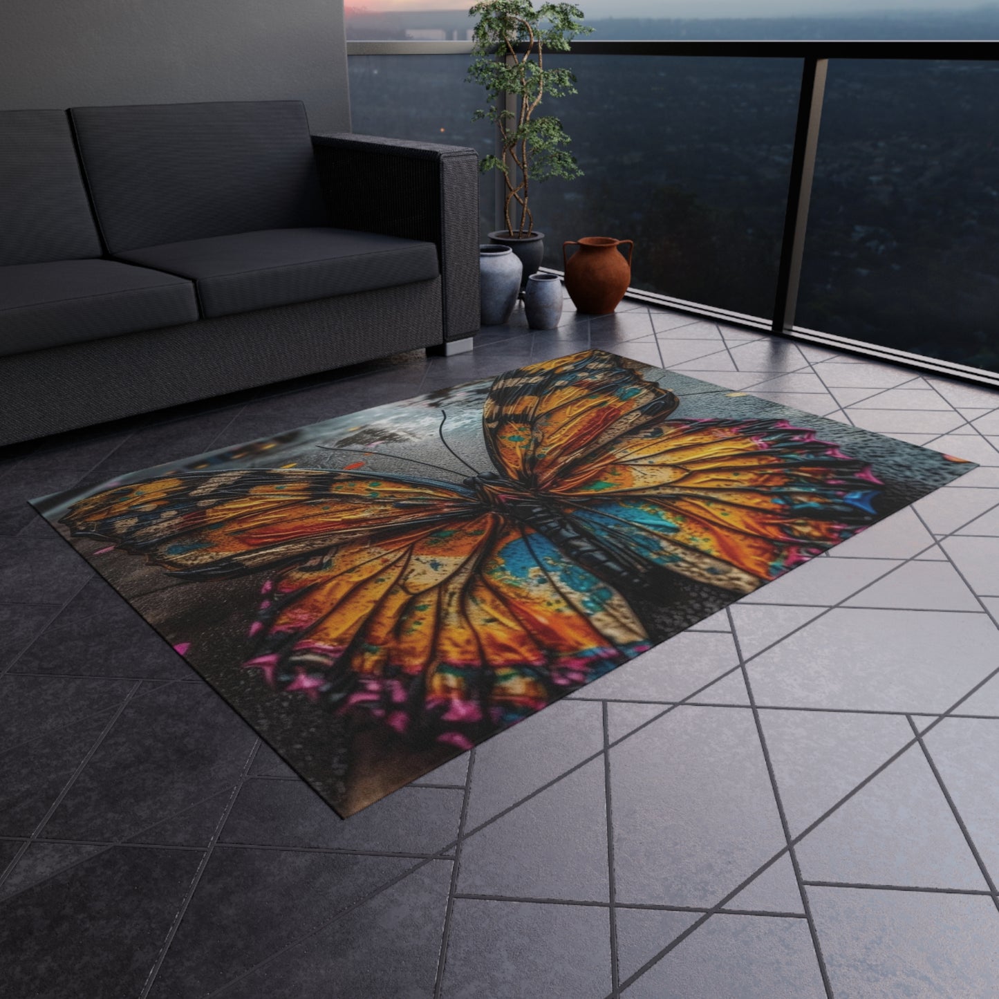 Outdoor Rug  Liquid Street Butterfly 1