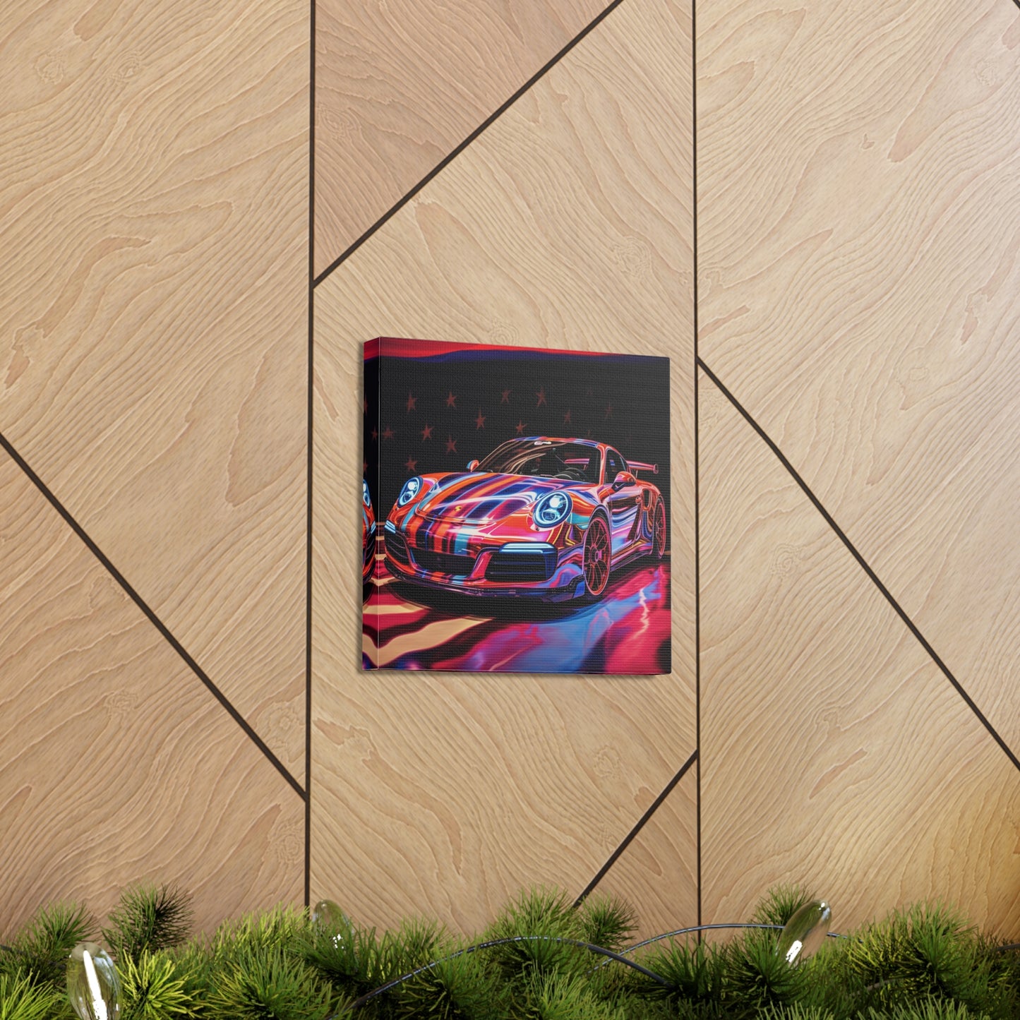 Canvas Gallery Wraps American Flag Colored Porsche 3