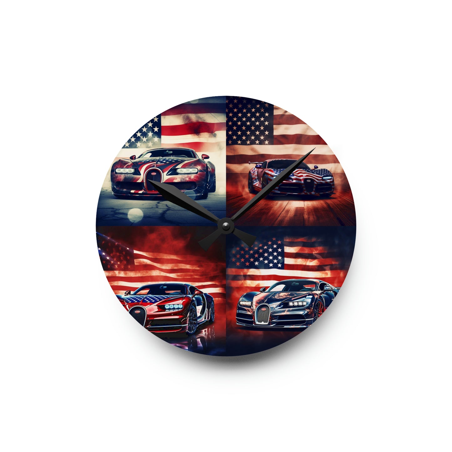 Acrylic Wall Clock Abstract American Flag Background Bugatti 5