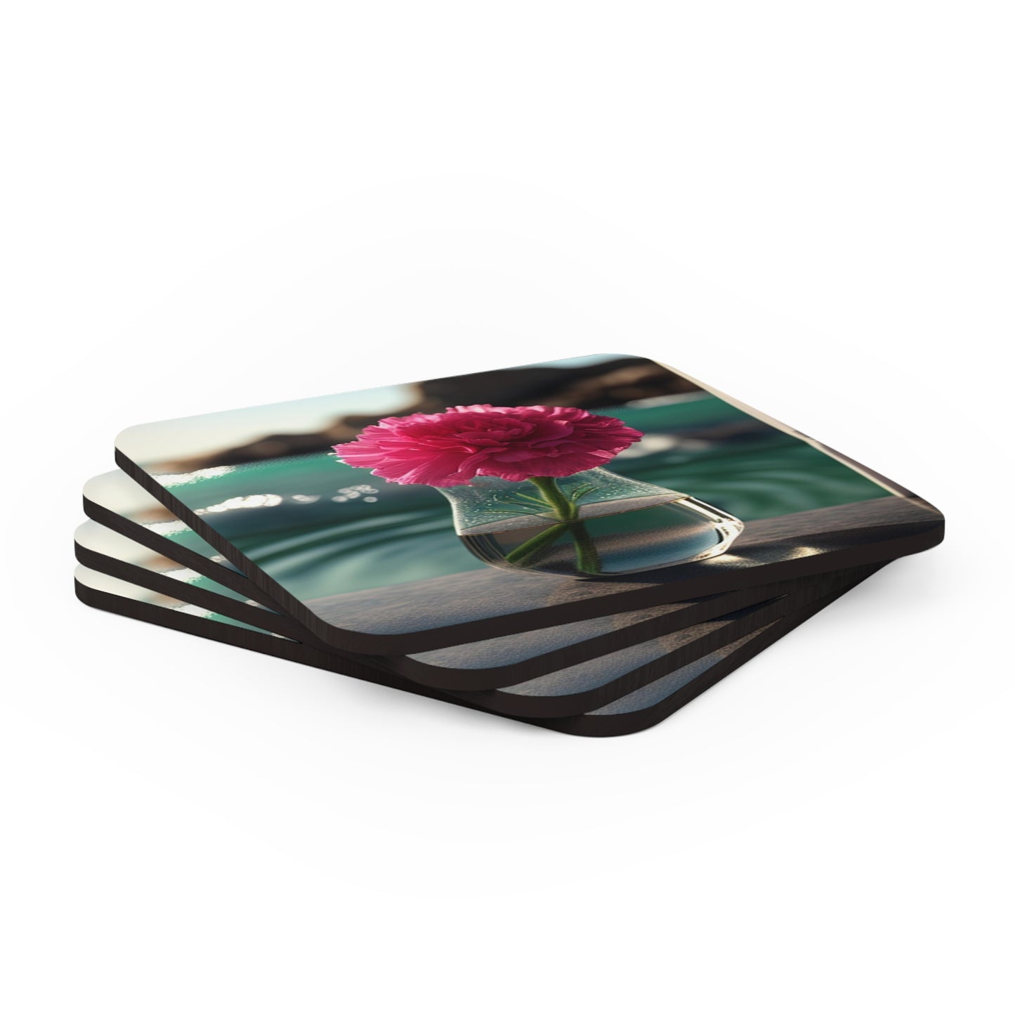 Corkwood Coaster Set Carnation 4