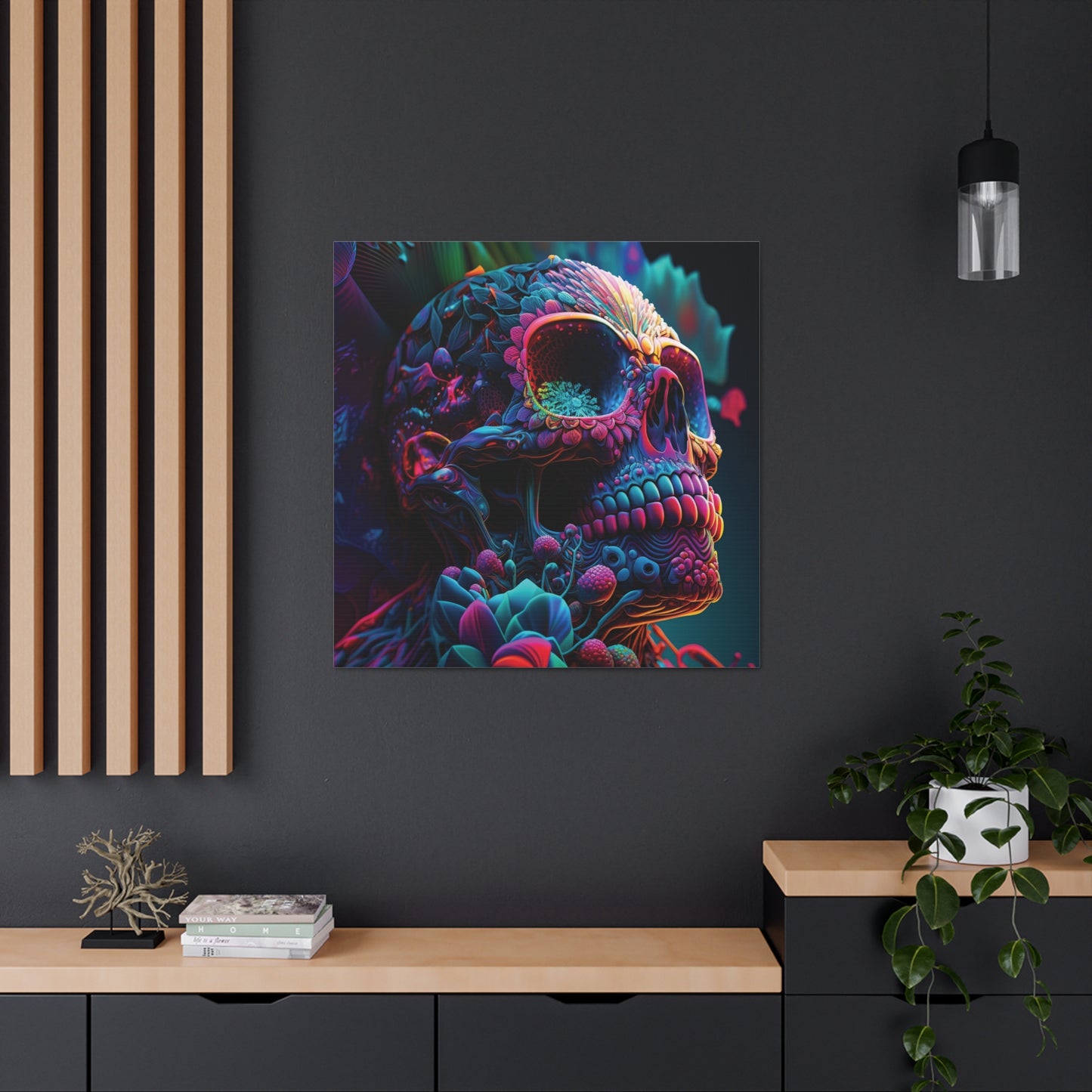 Canvas Gallery Wraps Florescent Skull Death 3