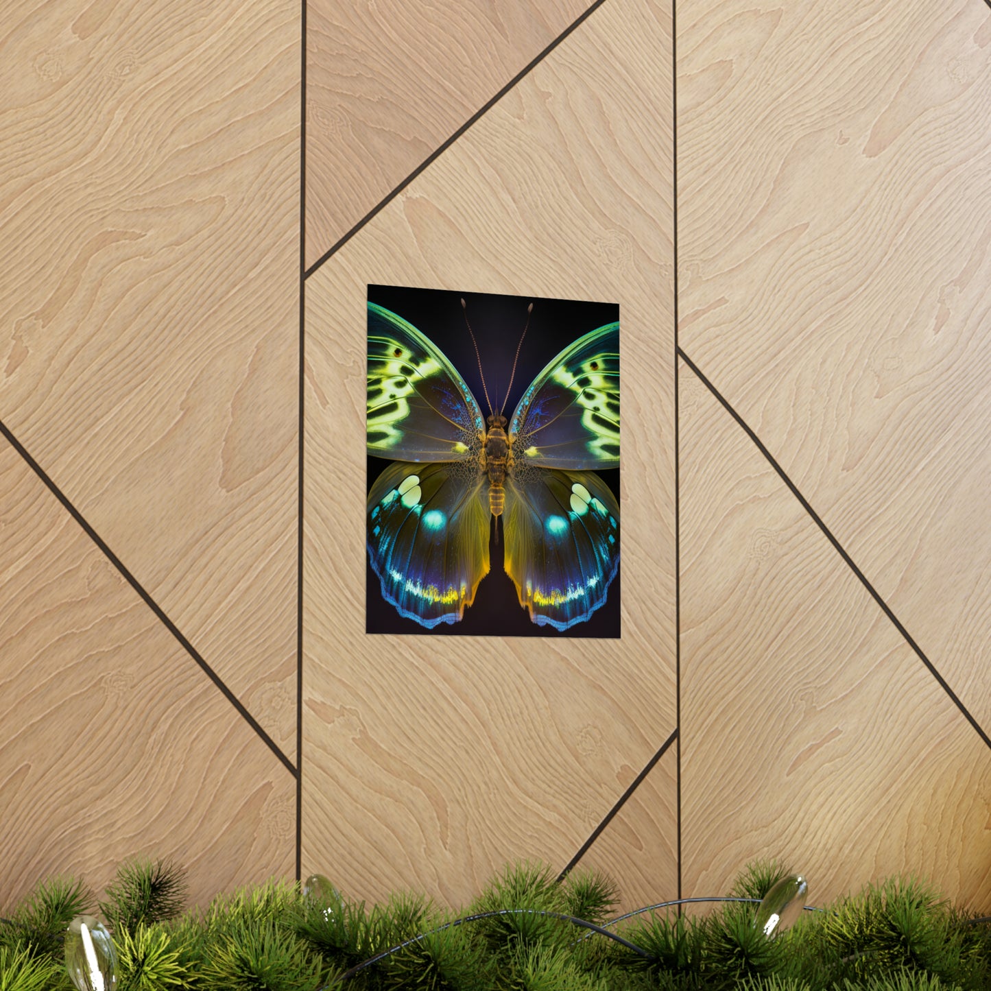 Premium Matte Vertical Posters Neon Hue Butterfly 1