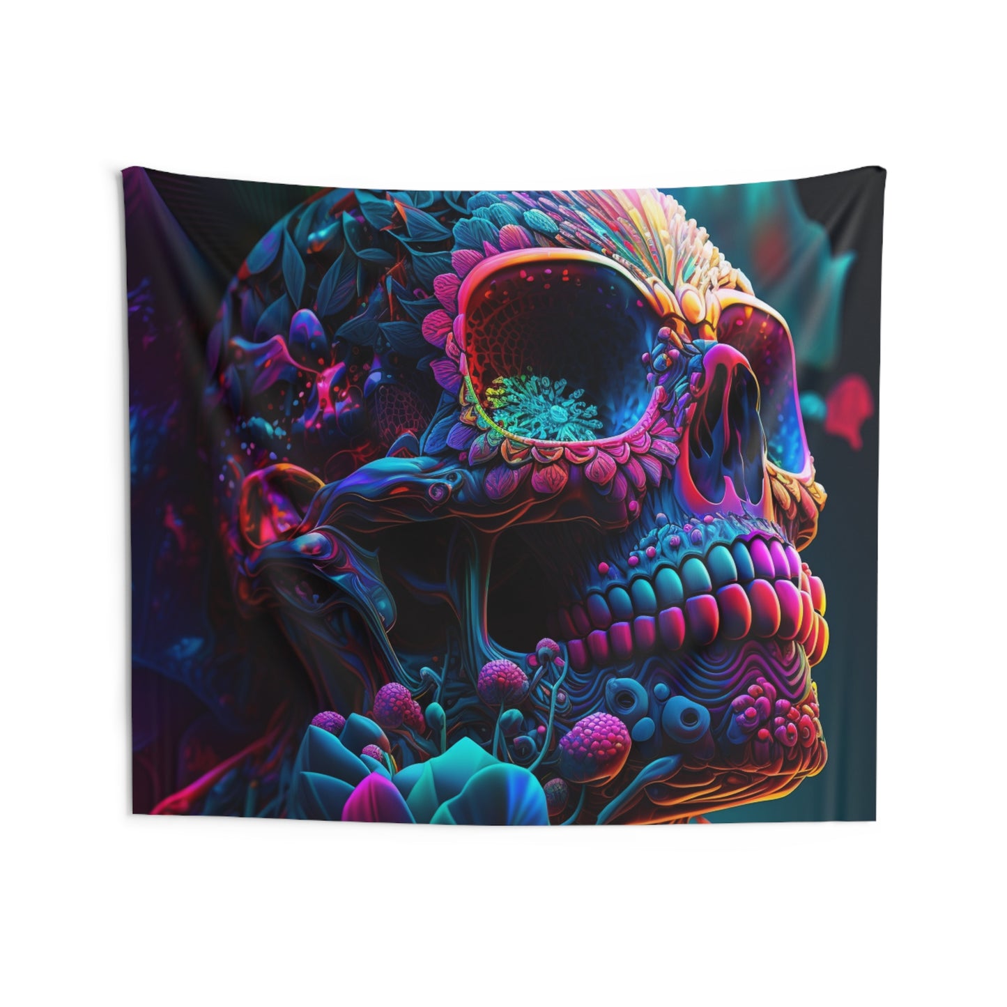 Indoor Wall Tapestries Florescent Skull Death 3