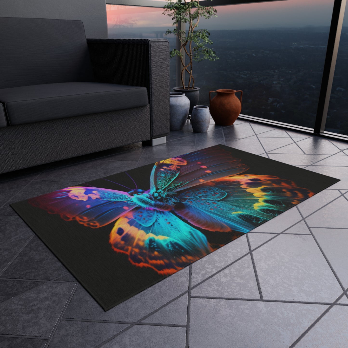 Outdoor Rug  Raw Hyper Color Butterfly 4