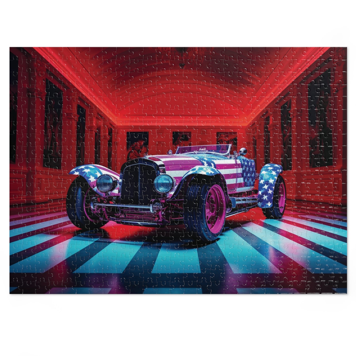 Jigsaw Puzzle (30, 110, 252, 500,1000-Piece) Macro Bugatti American Flag 3