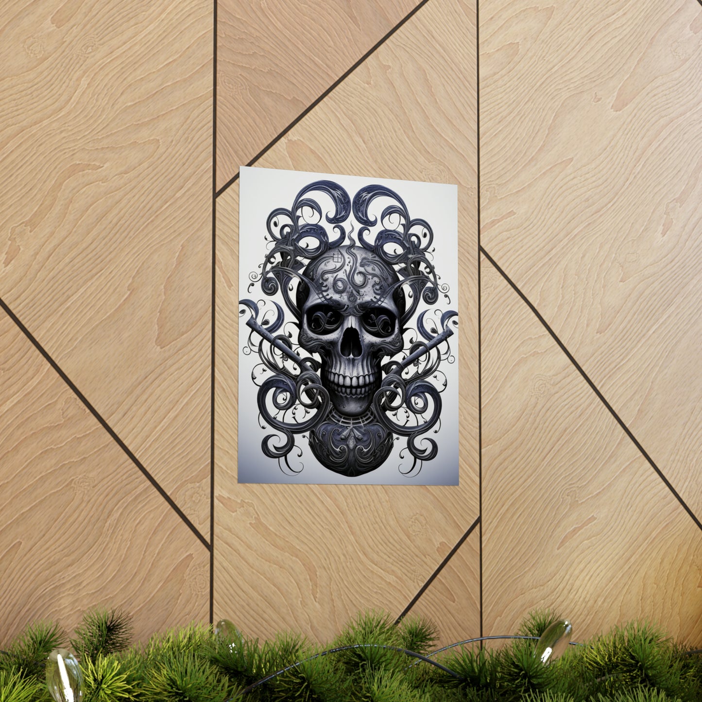 Premium Matte Vertical Posters Skull Treble Clef 1