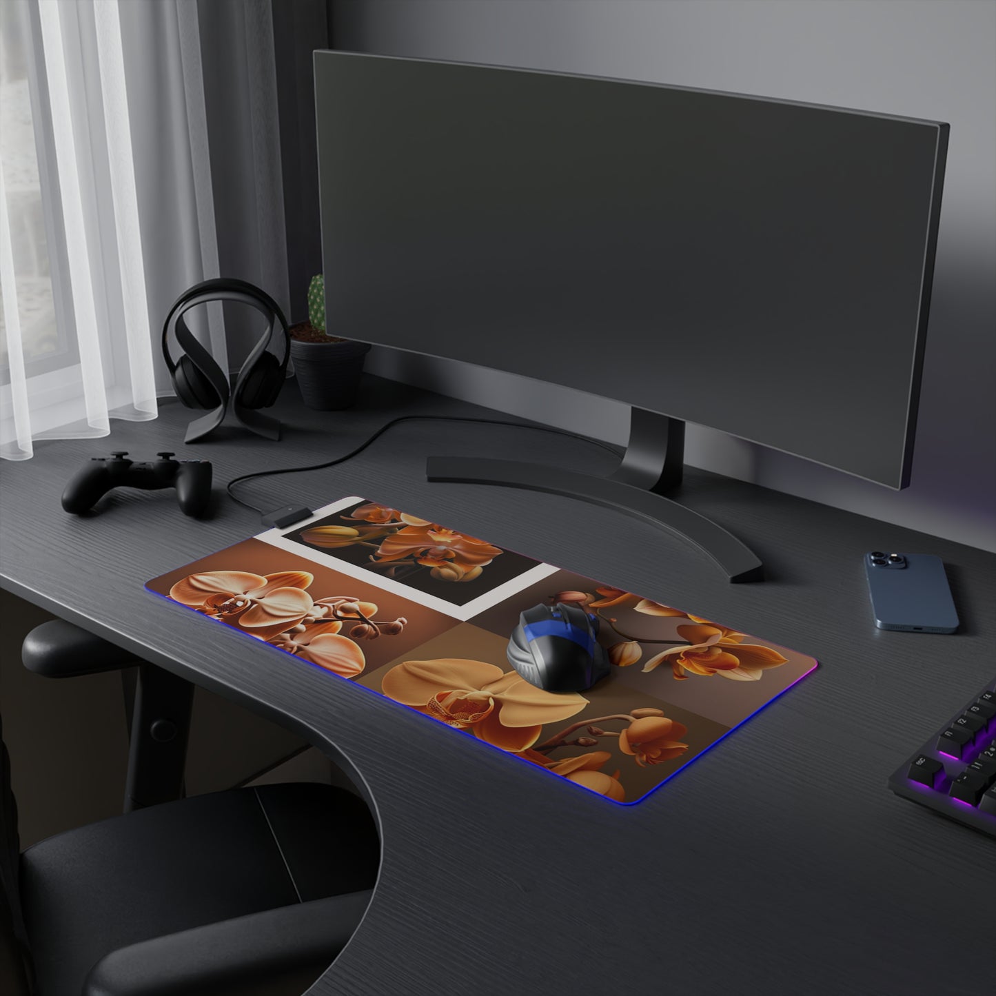 LED Gaming Mouse Pad orchid pedals 5