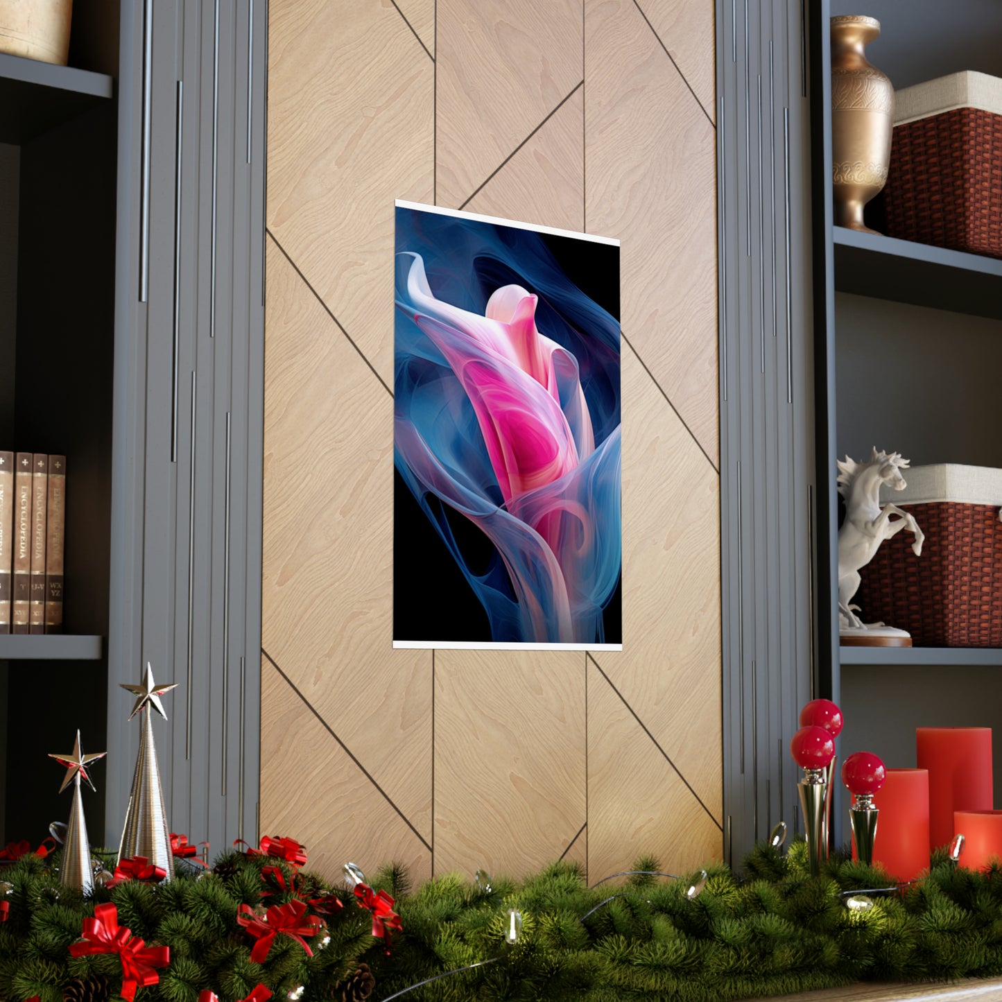 Premium Matte Vertical Posters Pink & Blue Tulip Rose 3