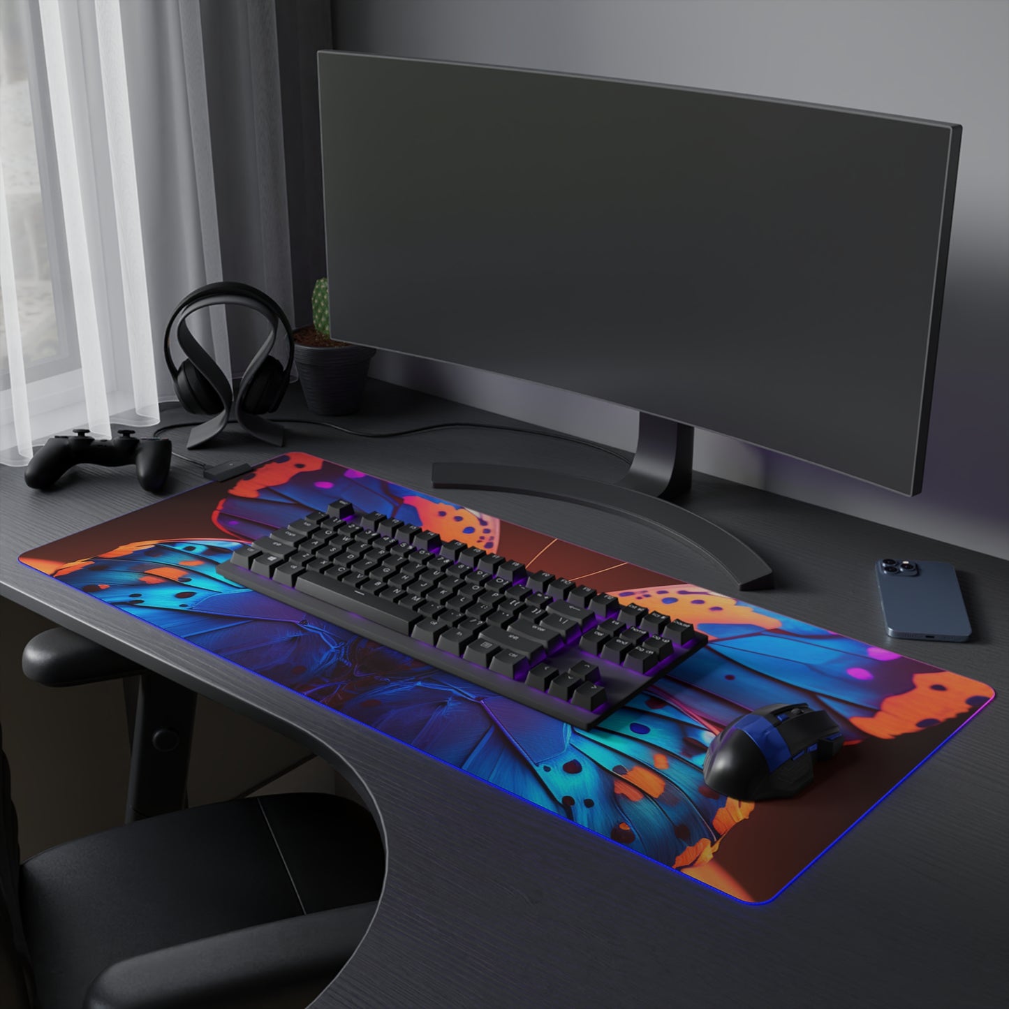 LED Gaming Mouse Pad Neon Butterfly Macro 3