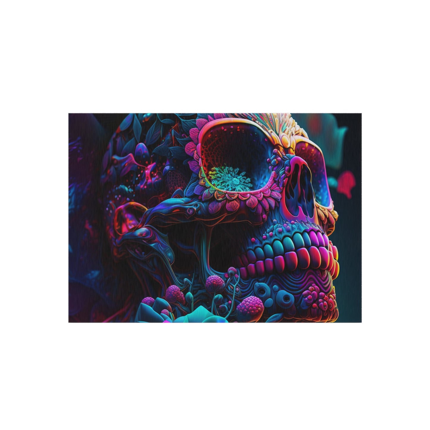 Outdoor Rug  Florescent Skull Death 3
