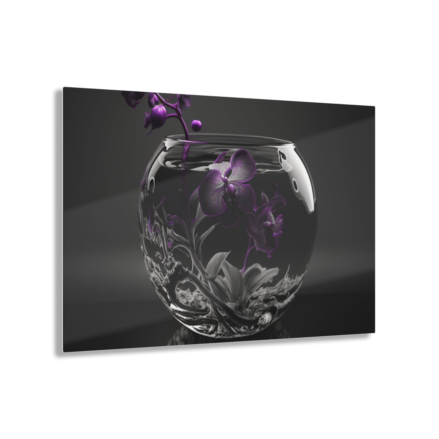 Acrylic Prints Purple Orchid Glass vase 3