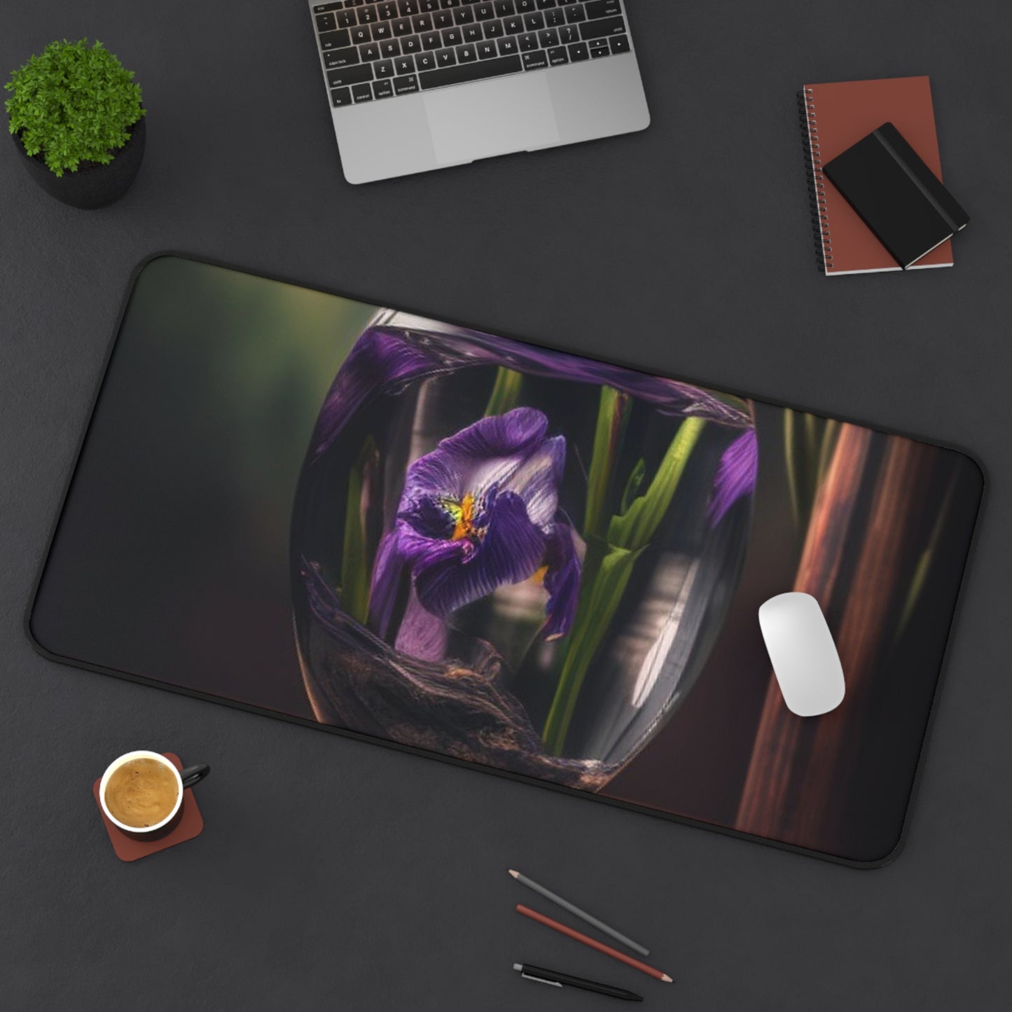 Desk Mat Purple Iris in a vase 4