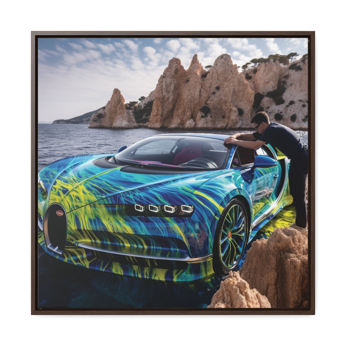 Gallery Canvas Wraps, Square Frame Bugatti Water 1