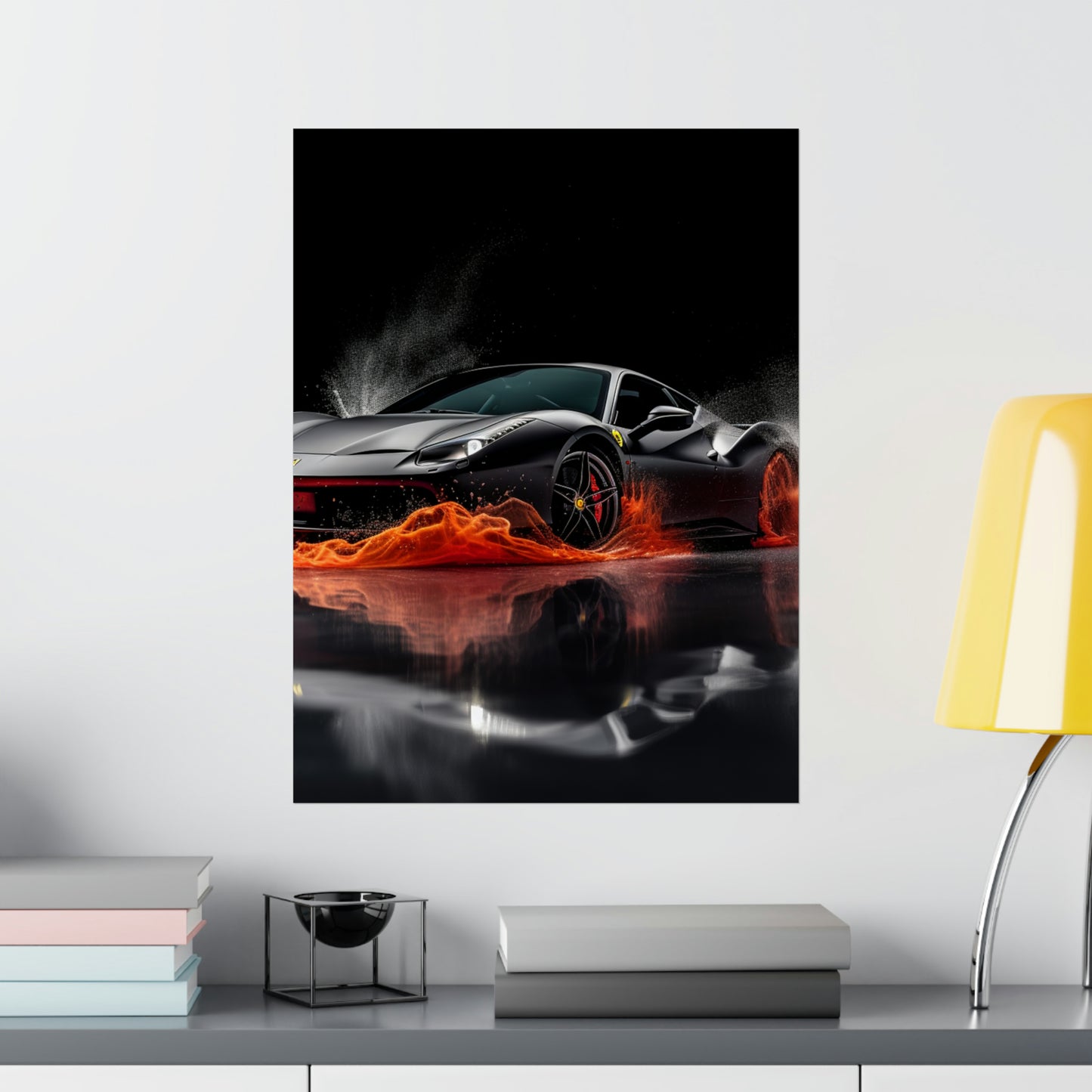 Premium Matte Vertical Posters Ferrari Water Splash 3