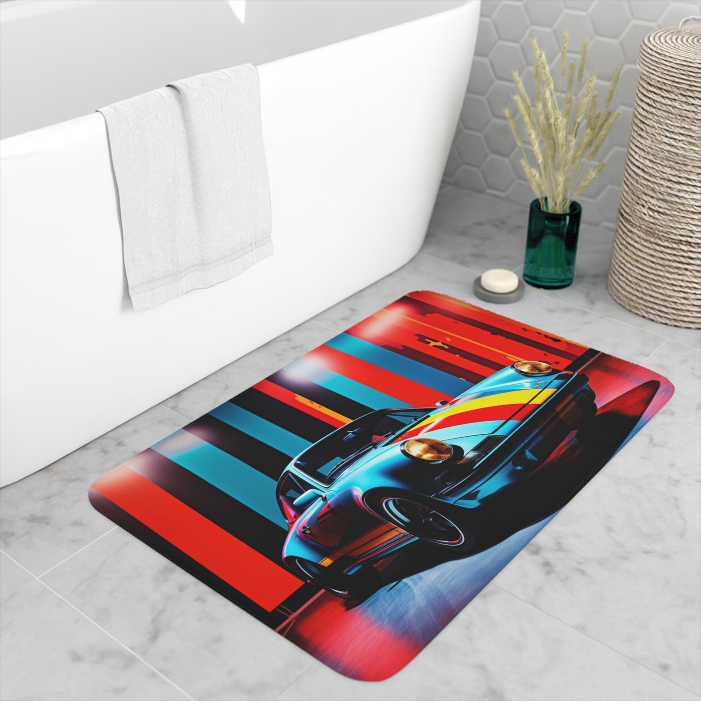 Memory Foam Bath Mat Macro American Flag Porsche 3