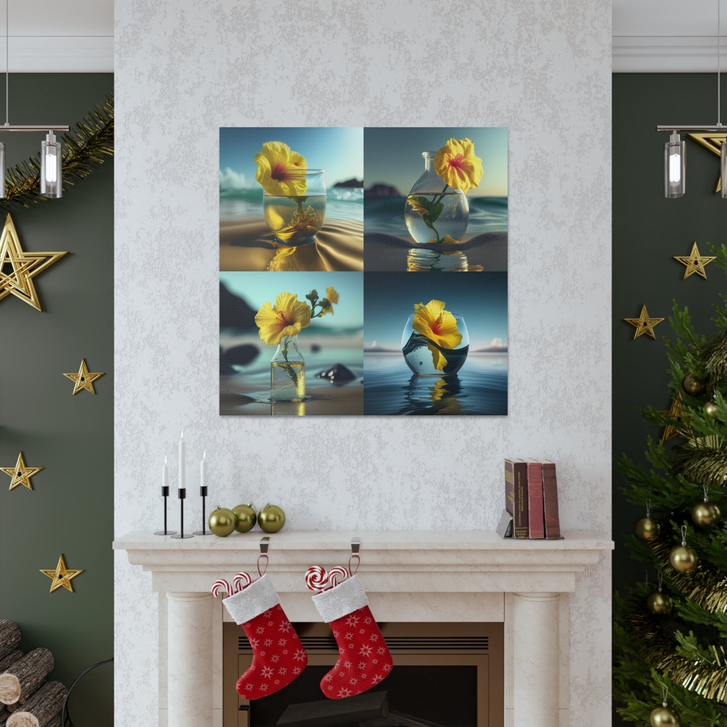 Canvas Gallery Wraps Yellow Hibiscus glass 5